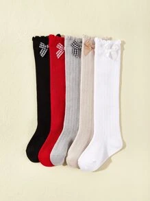 5pairs Baby Bowknot Decor Socks - Multicolor - View 2