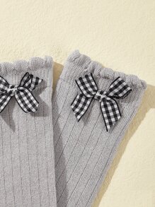 5pairs Baby Bowknot Decor Socks - Multicolor - View 7