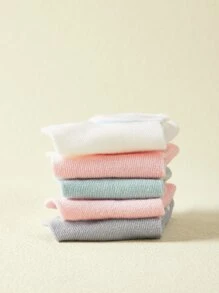 5双婴儿/幼儿爱心图案翻边袜 - 彩色 - 查看 8