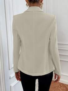 BizChic Lapel Neck Double Breasted Blazer - Khaki - View 2