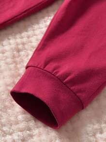 Baby Boy Heart And Letter Graphic Pullover & Joggers - Burgundy - View 3