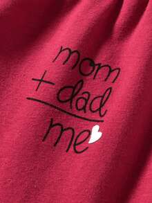 Baby Boy Heart And Letter Graphic Pullover & Joggers - Burgundy - View 6