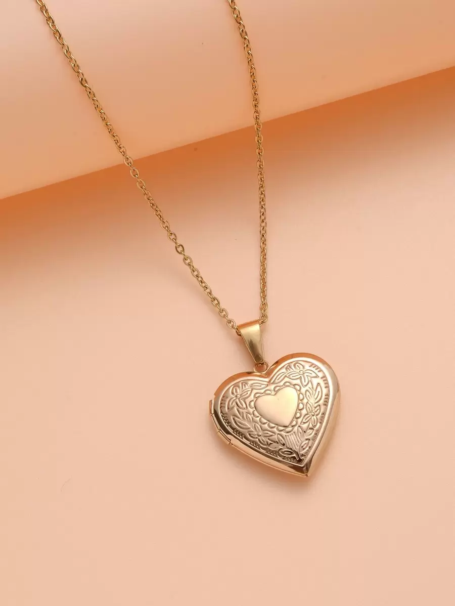 Heart Charm Necklace Valentines,Mom,Mother,Mother's Day,Gift - Yellow Gold - View 1