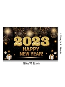1pc Year Number & Slogan Graphic Background Cloth - Multicolor - View 3