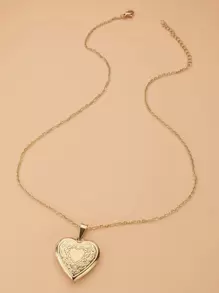 Heart Charm Necklace Valentines,Mom,Mother,Mother's Day,Gift - Yellow Gold - View 2