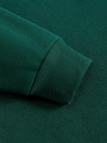 SHEIN LUNE Plus Leopard & Letter Graphic Thermal Lined Sweatshirt - Dark Green - View 3