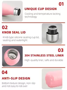 SHEIN Basic living 1pc Stainless Steel Insulated Bottle - Pink - View 4