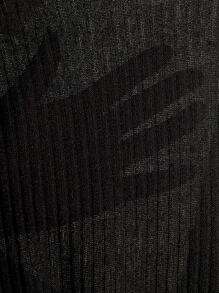 SHEIN LUNE Waffle Knit V Neck Solid Tee - Black - View 5