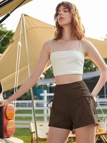 Breezaya Shorts Con Cordones Y Cremallera Trasera - Marrón - Ver 3