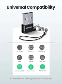 UGREEN USB Type C Adapter Type C To USB 2.0 Headphone Adapter USB Type C Converter Compatible With Galaxy S22 USB C Adapter Compatible With MacBook - Black - View 5