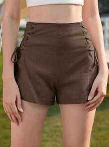 Breezaya Shorts Con Cordones Y Cremallera Trasera - Marrón - Ver 5