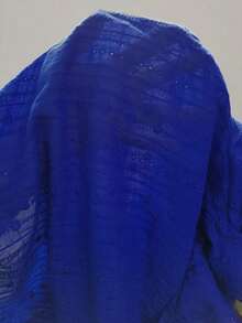 SHEIN VCAY Blusa ribete con fruncido con bordado con ojal - Azul - Ver 7