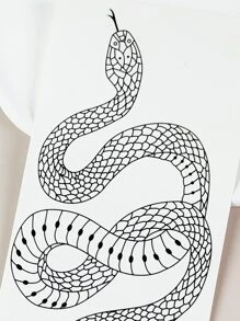 1sheet Snake Pattern Tattoo Sticker - Black - View 4