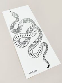 1sheet Snake Pattern Tattoo Sticker - Black - View 5