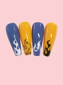 2 hojas Pegatina de arte de uñas con patrón de fuego, adhesivos de uñas de bricolaje - Multicolor - Ver 2