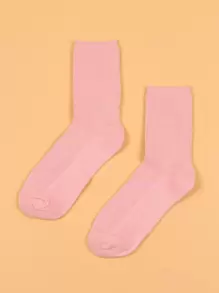 素色圓襪 - 淺粉色 - 查看 1