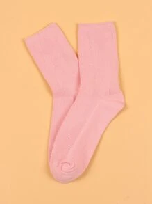 素色圓襪 - 淺粉色 - 查看 2