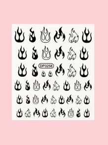 2 hojas Pegatina de arte de uñas con patrón de fuego, adhesivos de uñas de bricolaje - Multicolor - Ver 4