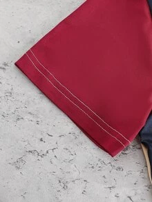 SHEIN Niños Camiseta con estampado de letra de color combinado