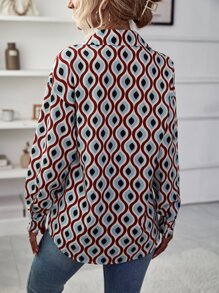 SHEIN Clasi Allover Print Drop Shoulder Shirt - Multicolor - View 2