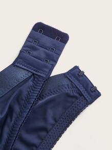 大碼網紗拼接鋼圈胸罩 - 藏蓝色 - 查看 3