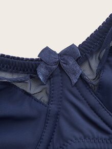 大碼網紗拼接鋼圈胸罩 - 藏蓝色 - 查看 4