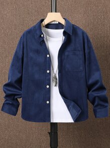 SHEIN 兒童男孩口袋修補衫（不含t恤） - 藏蓝色 - 查看 1