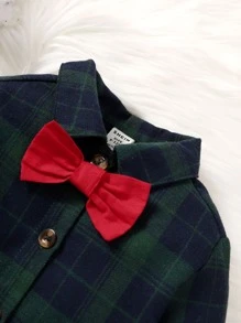 Baby Boy Plaid Bow Front Shirt - Multicolor - View 3