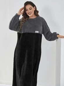 Mulvari Plus Colour Block Teddy Sweatshirt Dress - Multicolor - View 4