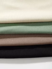 SHEIN Unity 4pcs Rib Knit Criss Cross Bodysuit - Multicolor - View 4