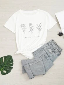 Chiquease Floral & Slogan Graphic Tee - White - View 1