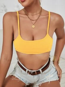 SHEIN Allurite Backless Crop Cami Top - Yellow - View 4