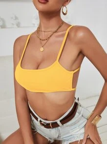 SHEIN Allurite Backless Crop Cami Top - Yellow - View 5