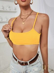 SHEIN Allurite Backless Crop Cami Top - Yellow - View 6