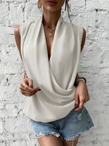 Chiquease Wrap Front Sleeveless Blouse - White - View 4