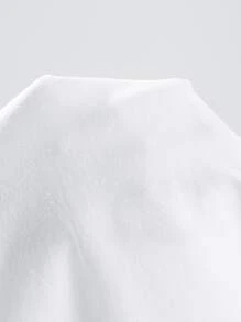 SHEIN Unity Button Front Lantern Sleeve Top - White - View 7