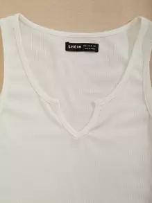 Chiquease Notch Neck Rib-knit Tank Top