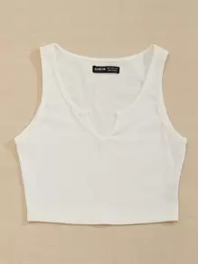 Chiquease Notch Neck Rib-knit Tank Top