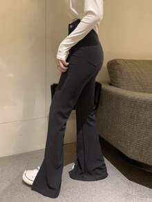 Pantalones con cremallera bajo con abertura - Gris Oscuro - Ver 4