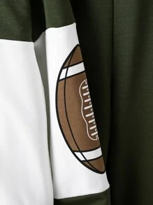 Boys Letter Graphic Two Tone Sweatshirt & Joggers - Army Green - View 3