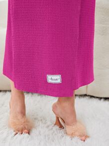 Mulvari 貼布細節圍裹側打結洋裝 - 玫紅色 - 查看 6