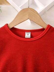 Toddler Girls Two Layer Hem Belted Dress - Red - View 3