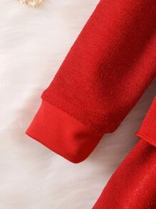 Toddler Girls Two Layer Hem Belted Dress - Red - View 4