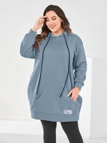 Mulvari 大码落肩抽绳卫衣 - 霧霾藍 - 查看 1