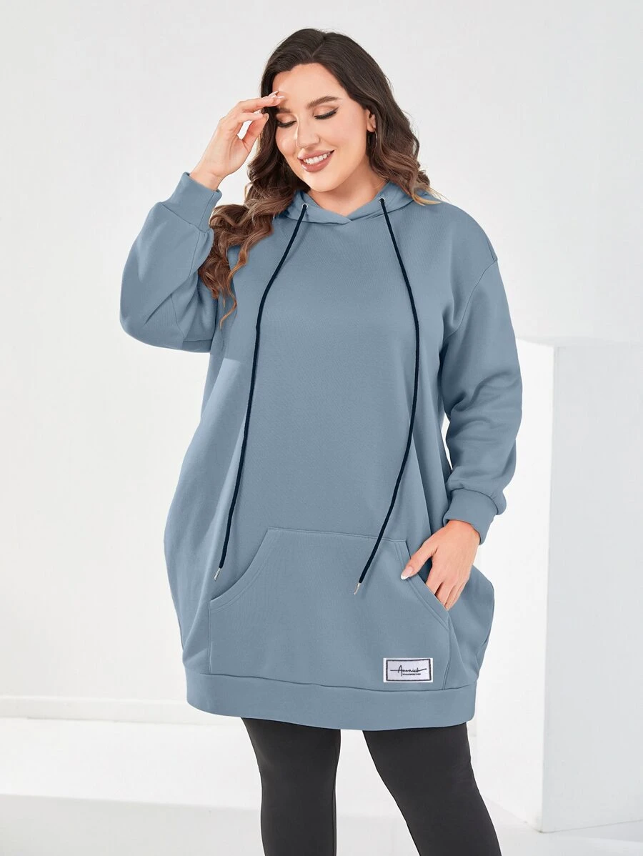 Mulvari 大码落肩抽绳卫衣 - 霧霾藍 - 查看 1