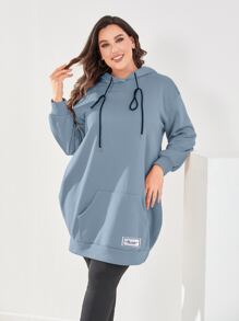 Mulvari 大码落肩抽绳卫衣 - 霧霾藍 - 查看 3