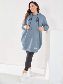 Mulvari 大码落肩抽绳卫衣 - 霧霾藍 - 查看 4