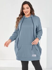 Mulvari 大码落肩抽绳卫衣 - 霧霾藍 - 查看 5