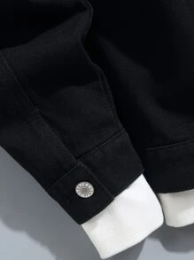 Manfinity Men Flap Pocket Denim Jacket Without Hoodie - Black - View 7