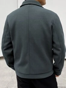 Manfinity Homme Men 1pc Flap Pocket Overcoat - Dark Grey - View 2